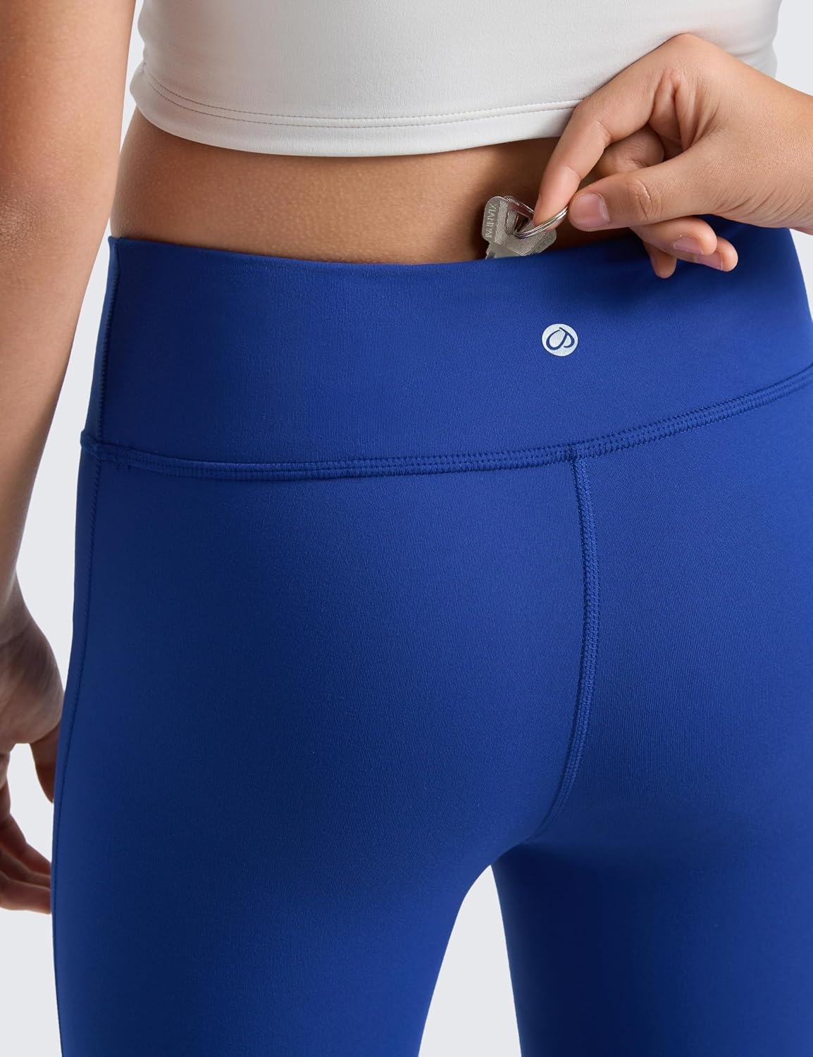 image:imageCRZ YOGA Girls Butterlift No Front Seam Full Length Yoga Leggings Athletic Sports Casual Pants Tights Kids TeenWaves Blue