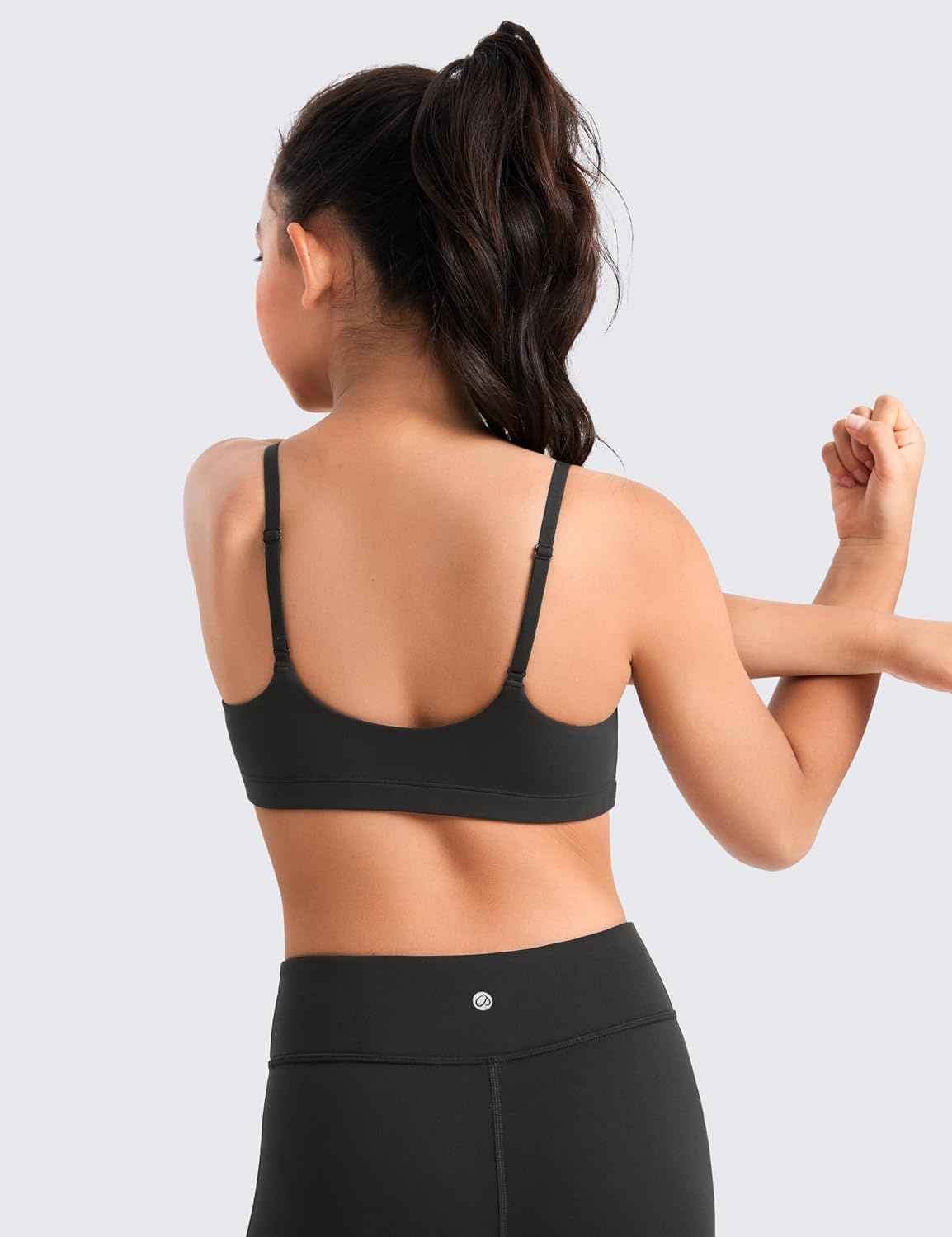 image:imageCRZ YOGA Girls Butterluxe Adjustable Spaghetti Strap Sports Bra Yoga Athletic Casual Scoop Neck Crop Padded Kids TeenBlack