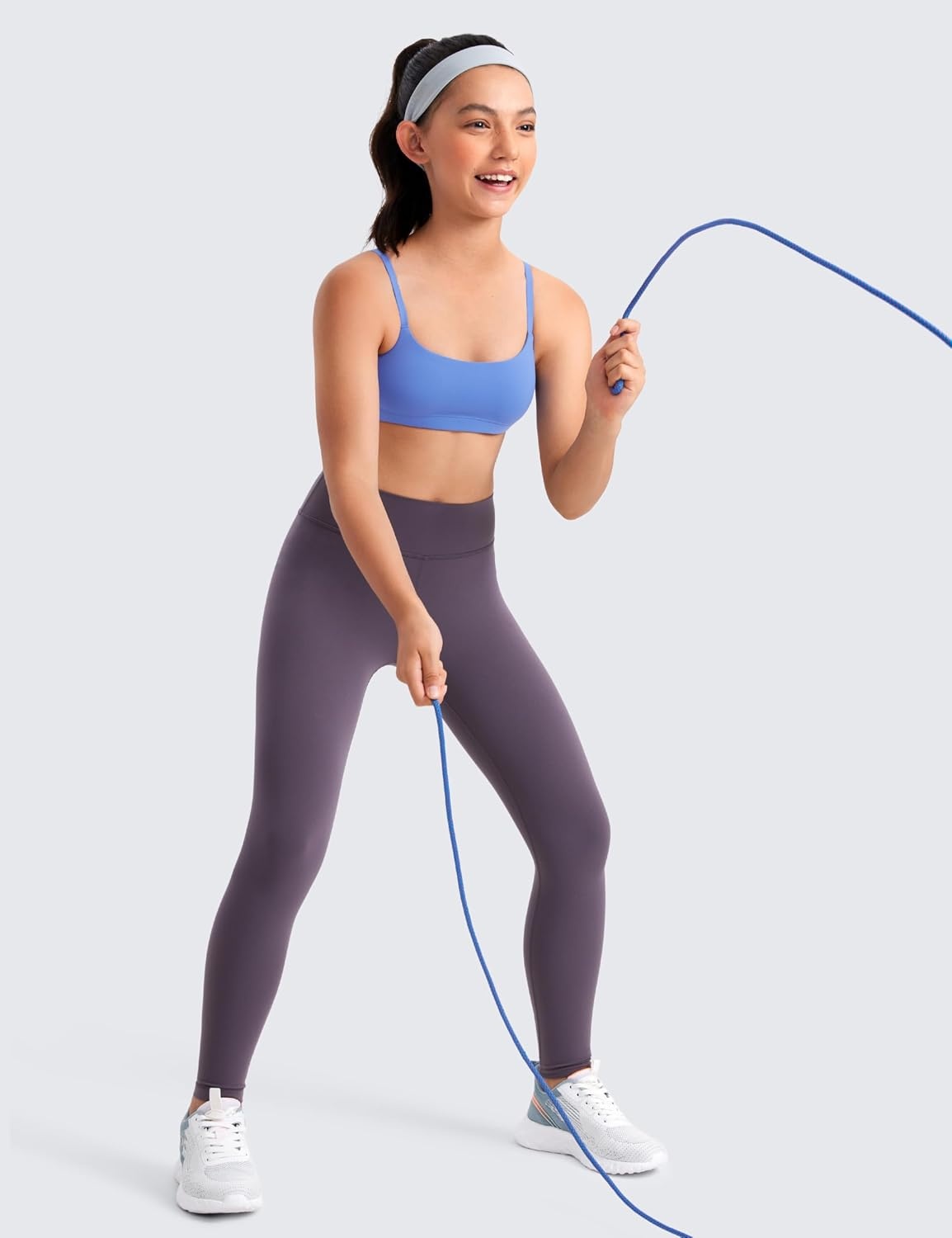 image:imageCRZ YOGA Girls Butterluxe Adjustable Spaghetti Strap Sports Bra Yoga Athletic Casual Scoop Neck Crop Padded Kids TeenWild Indigo