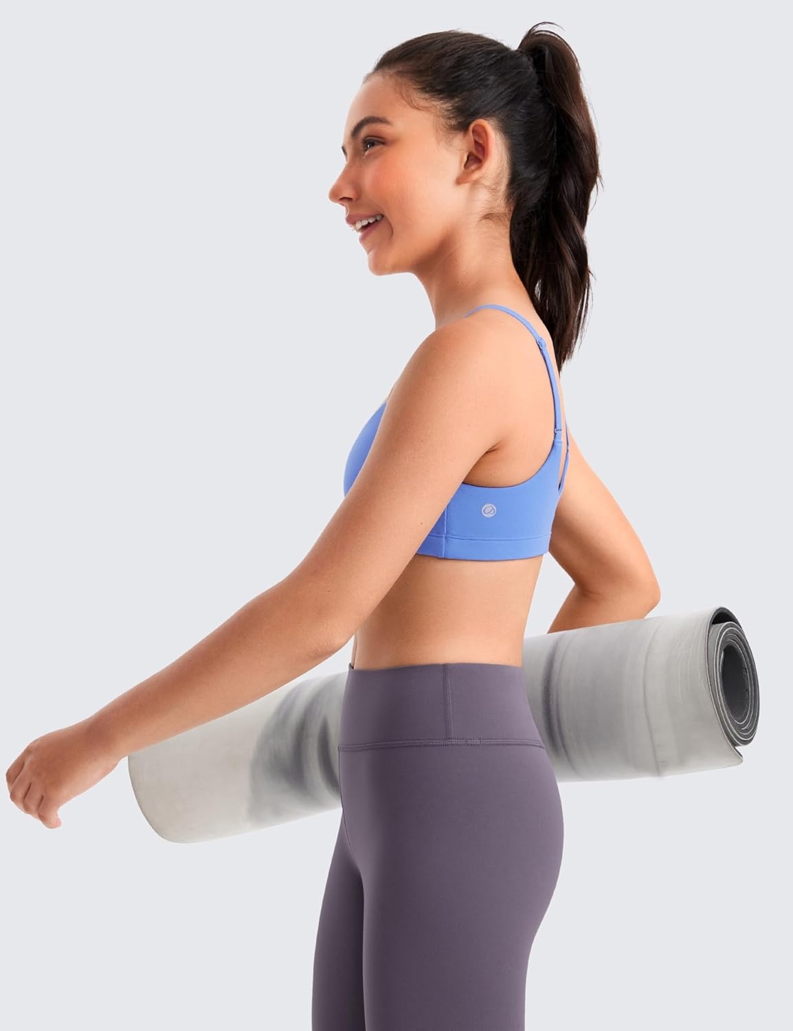image:imageCRZ YOGA Girls Butterluxe Adjustable Spaghetti Strap Sports Bra Yoga Athletic Casual Scoop Neck Crop Padded Kids TeenWild Indigo