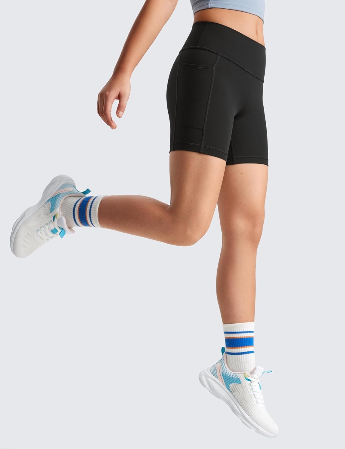 image:imageCRZ YOGA Girls Butterluxe Athletic Biker Shorts with Pockets Dance Yoga Casual High Waist Kids Teen SummerBlack