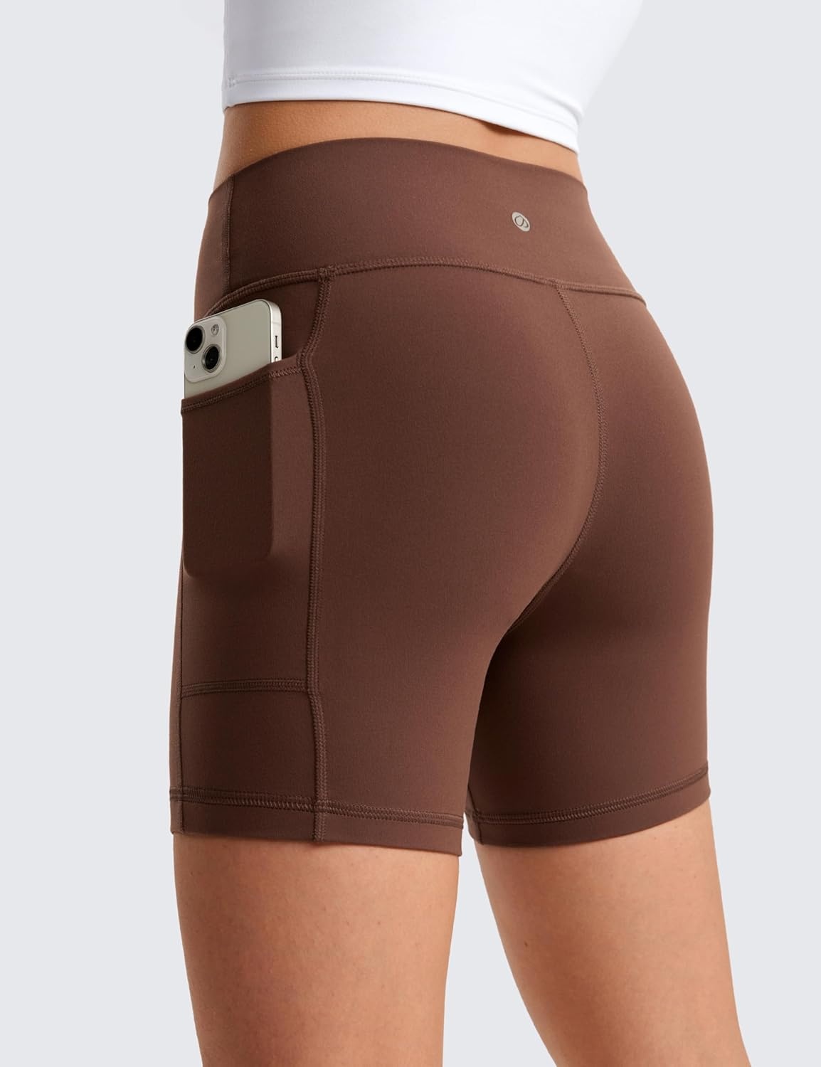 image:imageCRZ YOGA Girls Butterluxe Athletic Biker Shorts with Pockets Dance Yoga Casual High Waist Kids Teen SummerCoffee Brown