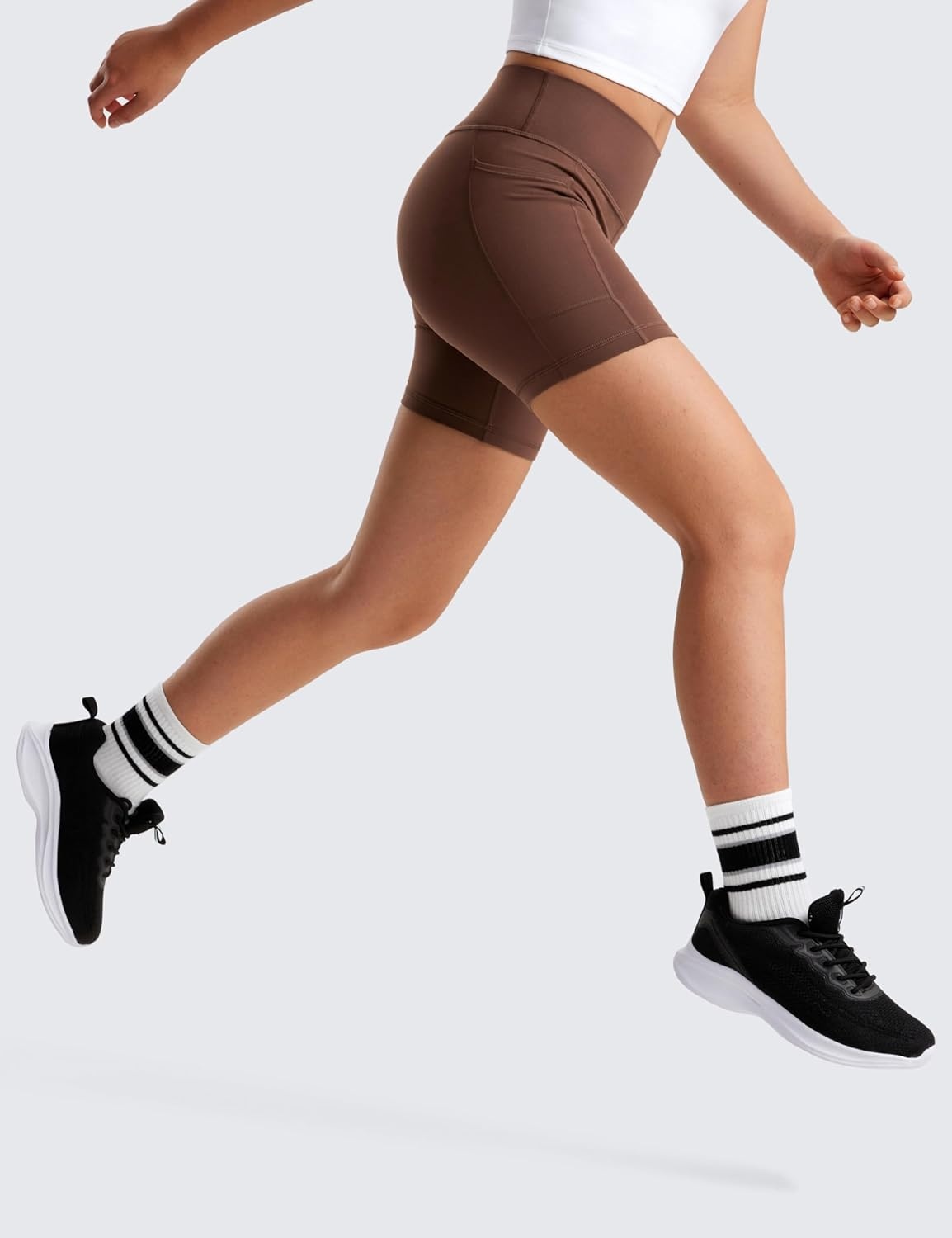 image:imageCRZ YOGA Girls Butterluxe Athletic Biker Shorts with Pockets Dance Yoga Casual High Waist Kids Teen SummerCoffee Brown