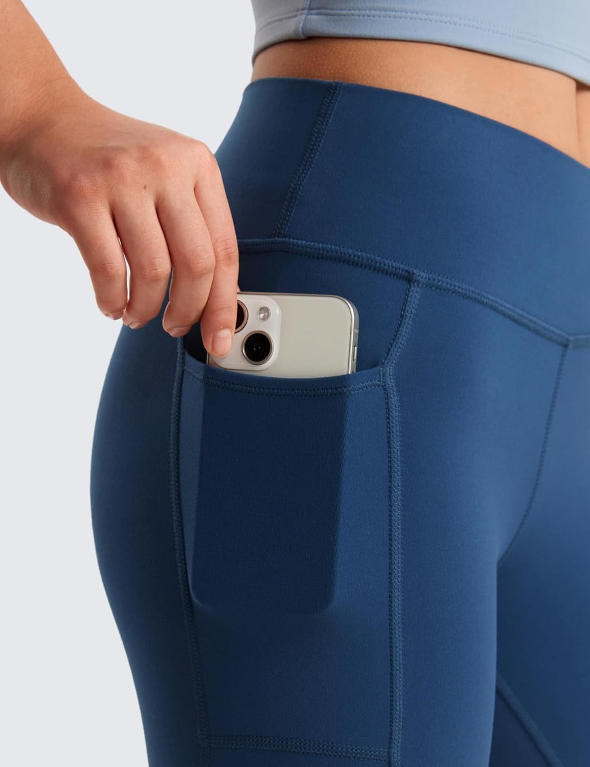 image:imageCRZ YOGA Girls Butterluxe Athletic Biker Shorts with Pockets Dance Yoga Casual High Waist Kids Teen SummerFrench Navy