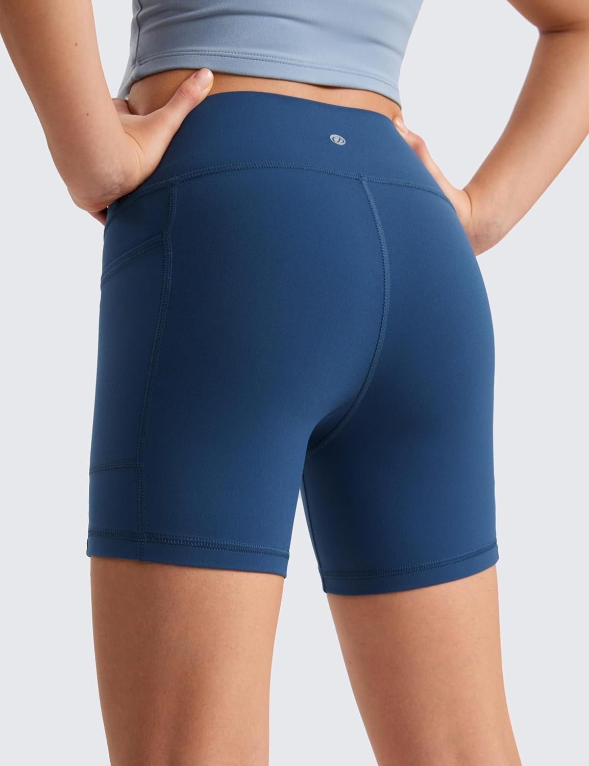 image:imageCRZ YOGA Girls Butterluxe Athletic Biker Shorts with Pockets Dance Yoga Casual High Waist Kids Teen SummerFrench Navy