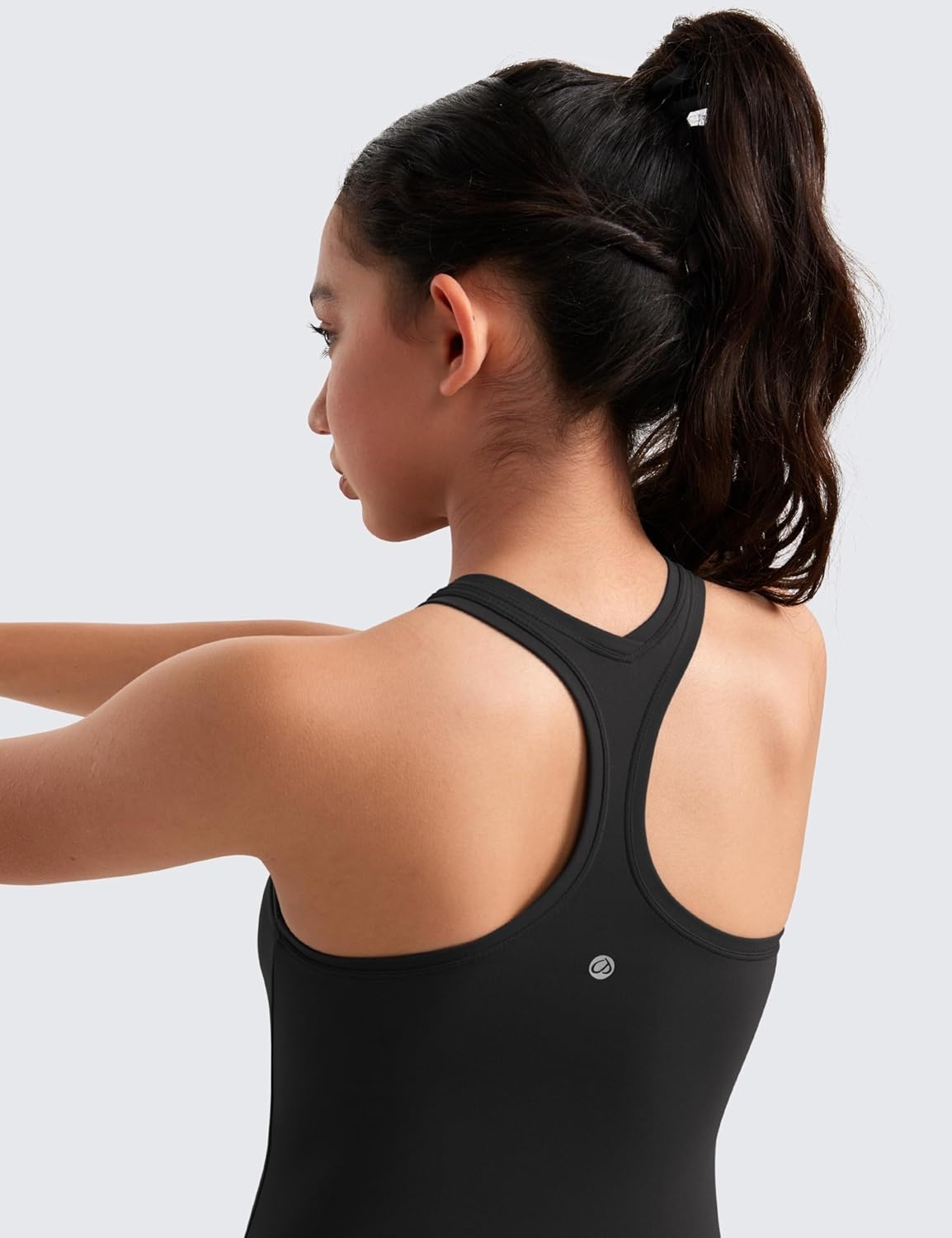 image:imageCRZ YOGA Girls Butterluxe Crew Neck Tank Tops Waist Length Dance Yoga Athletic Casual Racerback Tight Kids TeenBlack