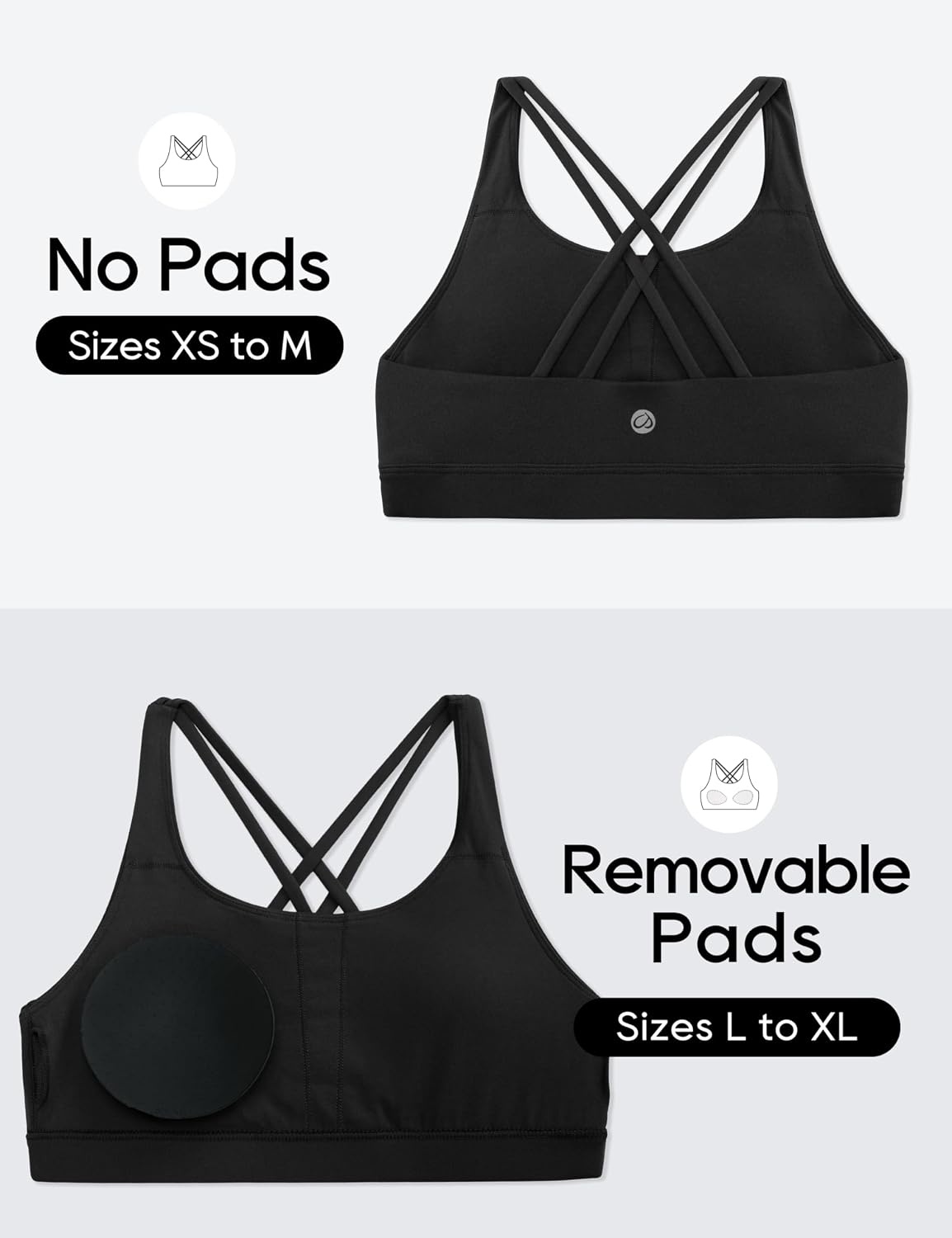 image:imageCRZ YOGA Girls Butterluxe Cross Back Sports Bra Yoga Athletic Casual Tops Scoop Neck Padded Crop Kids TeenBlack