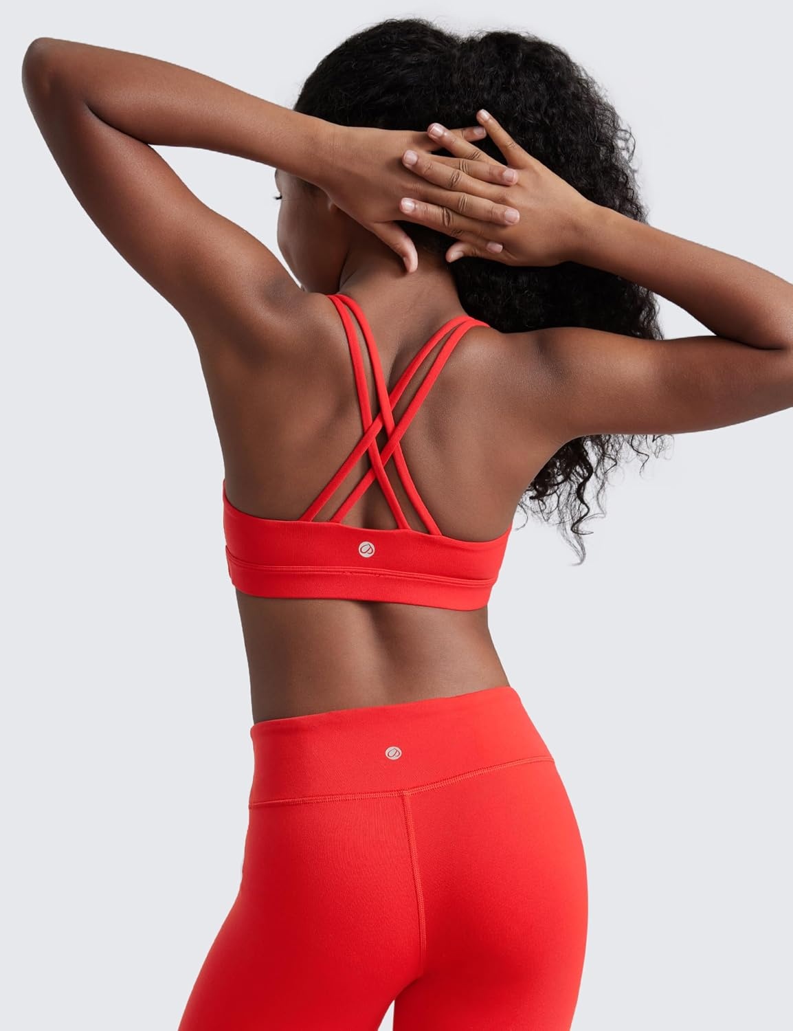 image:imageCRZ YOGA Girls Butterluxe Cross Back Sports Bra Yoga Athletic Casual Tops Scoop Neck Padded Crop Kids TeenDeep Red