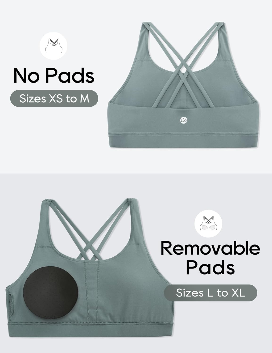 image:imageCRZ YOGA Girls Butterluxe Cross Back Sports Bra Yoga Athletic Casual Tops Scoop Neck Padded Crop Kids TeenGrey Sage