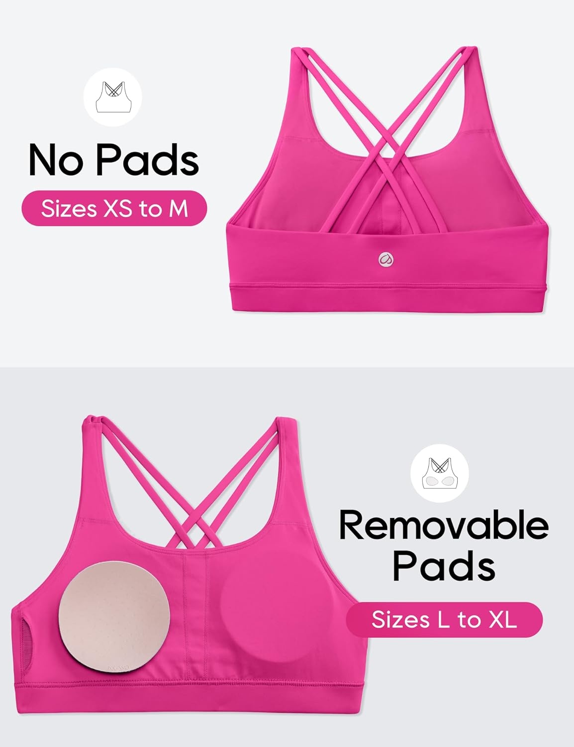 image:imageCRZ YOGA Girls Butterluxe Cross Back Sports Bra Yoga Athletic Casual Tops Scoop Neck Padded Crop Kids TeenHibiscus Purple