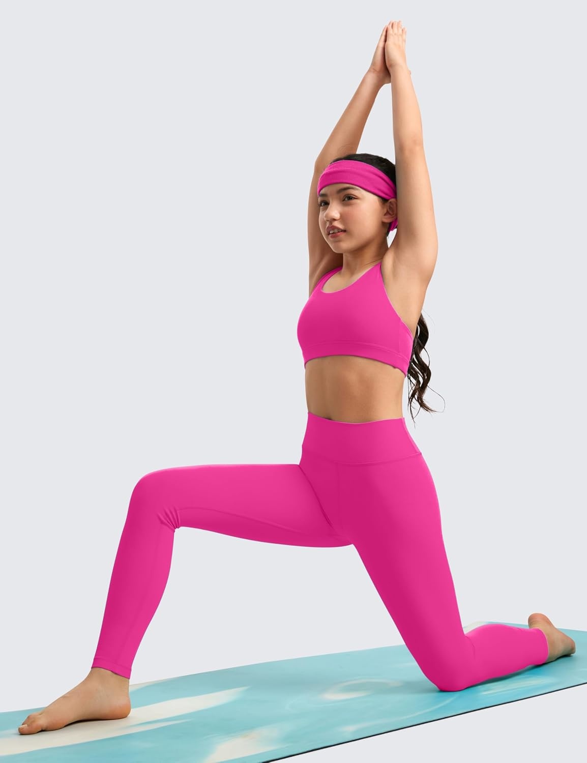 image:imageCRZ YOGA Girls Butterluxe Cross Back Sports Bra Yoga Athletic Casual Tops Scoop Neck Padded Crop Kids TeenHibiscus Purple