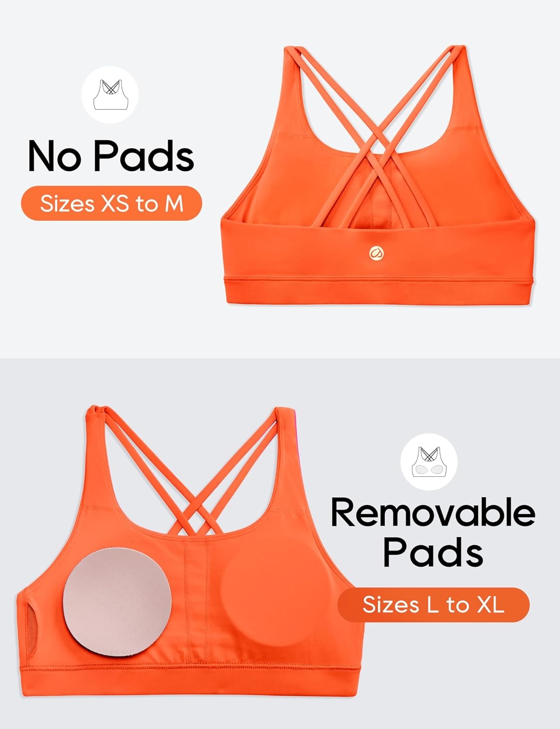 image:imageCRZ YOGA Girls Butterluxe Cross Back Sports Bra Yoga Athletic Casual Tops Scoop Neck Padded Crop Kids TeenNeon Orange