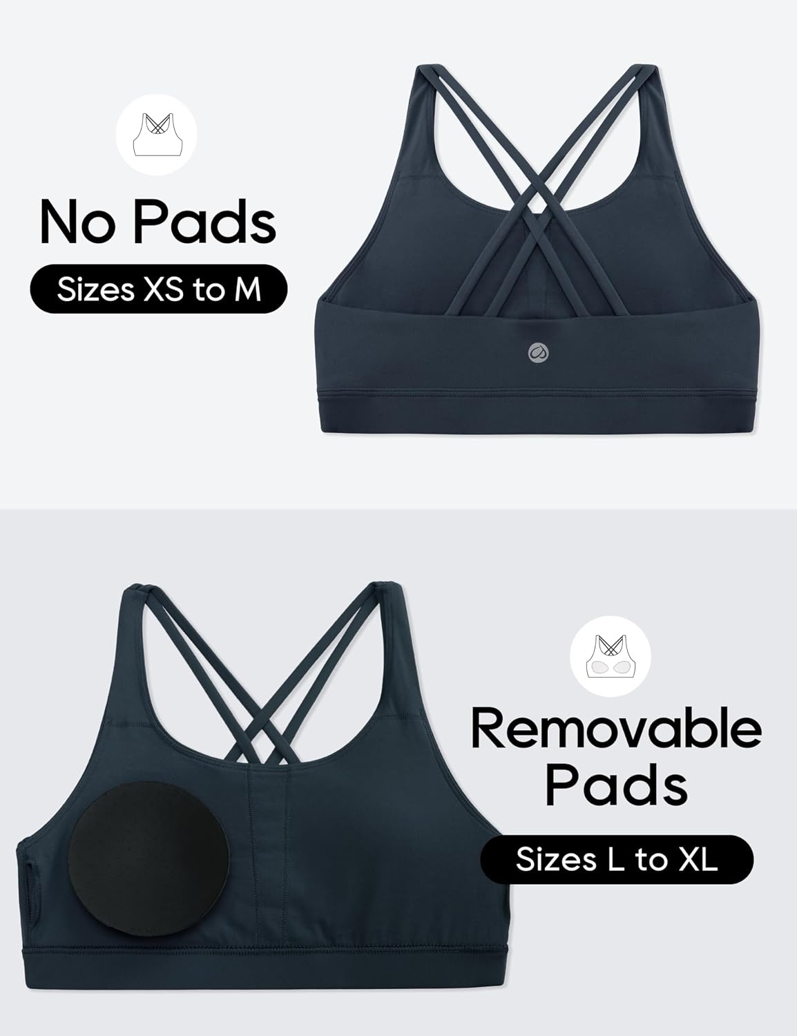 image:imageCRZ YOGA Girls Butterluxe Cross Back Sports Bra Yoga Athletic Casual Tops Scoop Neck Padded Crop Kids TeenTrue Navy