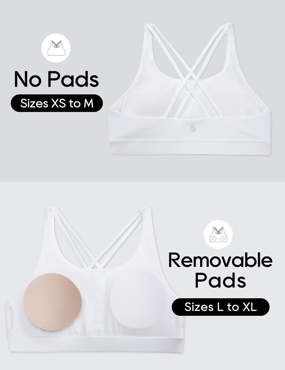 image:imageCRZ YOGA Girls Butterluxe Cross Back Sports Bra Yoga Athletic Casual Tops Scoop Neck Padded Crop Kids TeenWhite