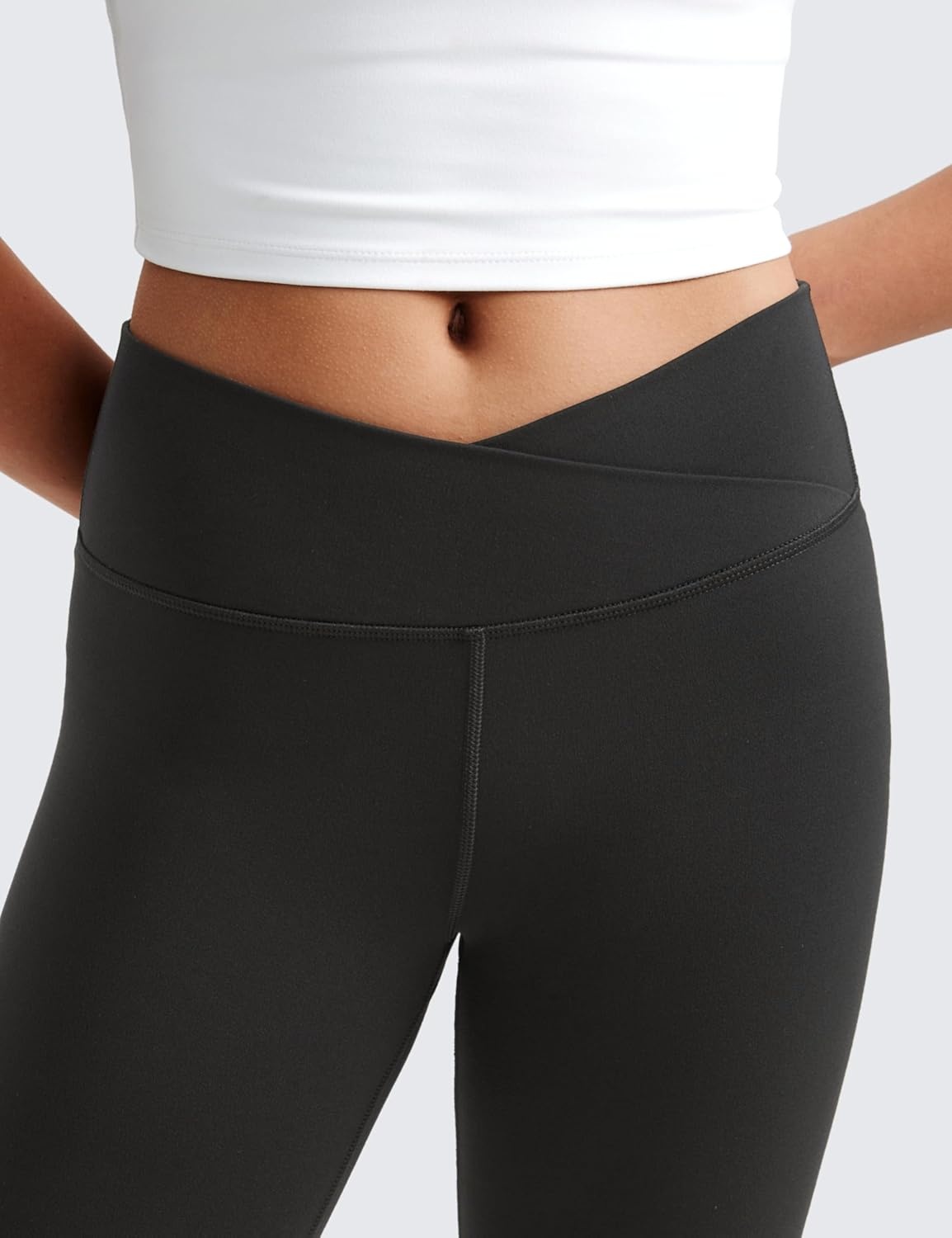 image:imageCRZ YOGA Girls Butterluxe Crossover Waist Yoga Flare Leggings Dance Casual Athletic Pants Bell Bottoms Kids TeenBlack