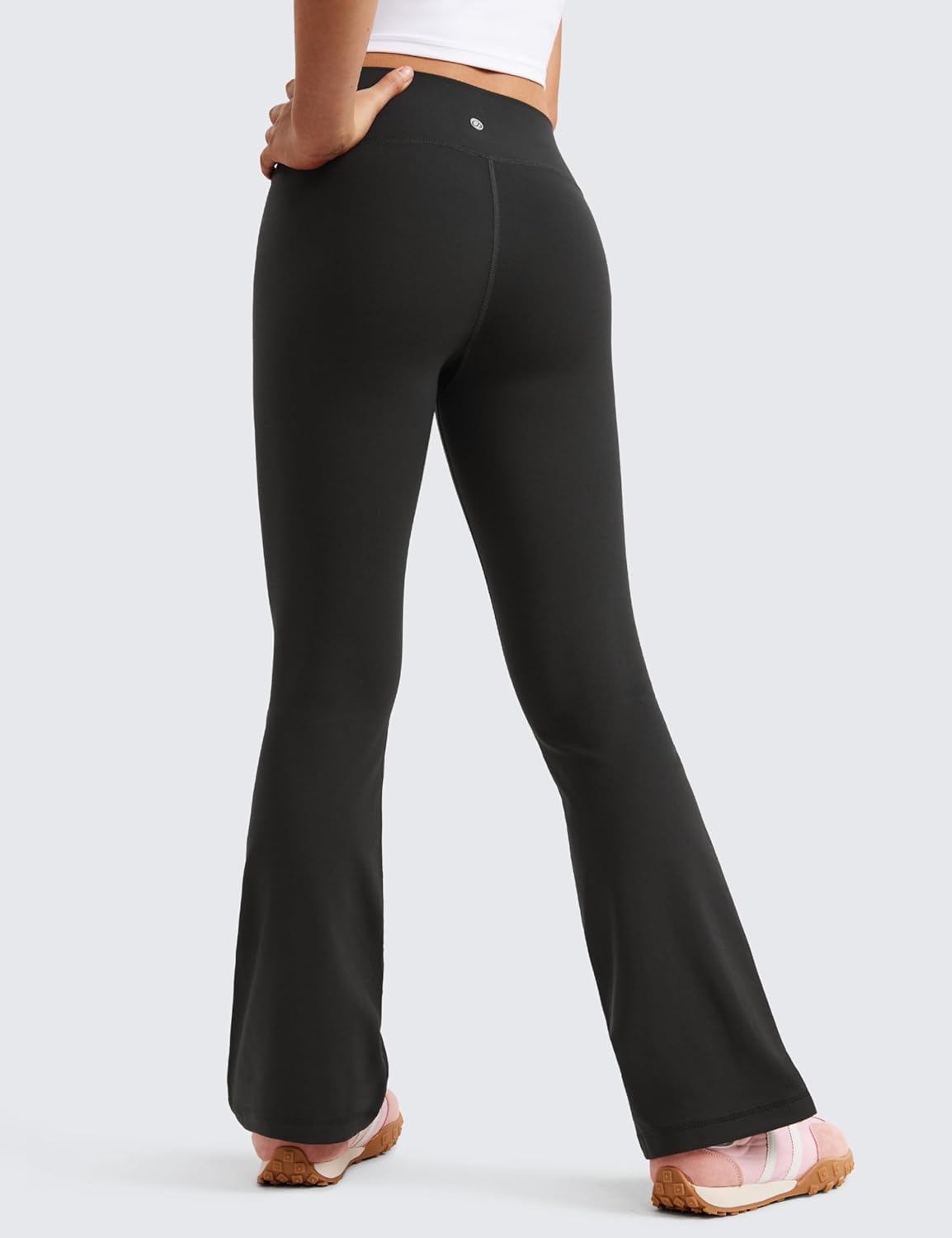 image:imageCRZ YOGA Girls Butterluxe Crossover Waist Yoga Flare Leggings Dance Casual Athletic Pants Bell Bottoms Kids TeenBlack