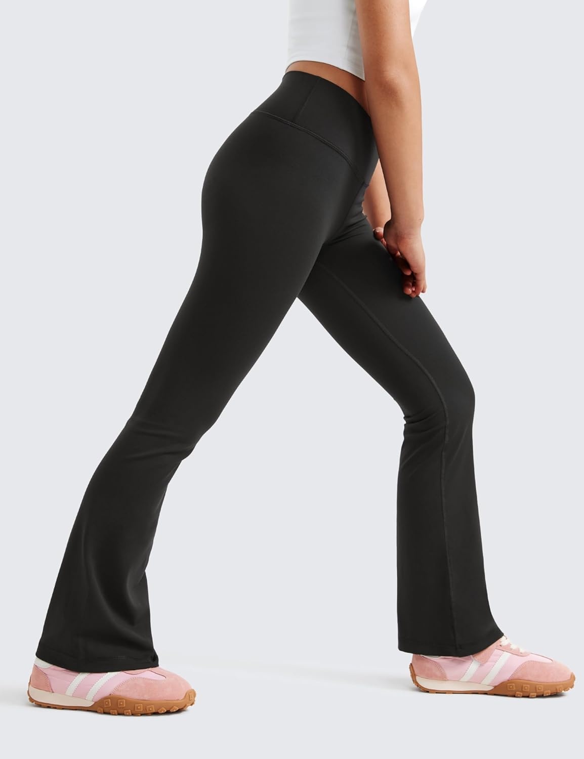 image:imageCRZ YOGA Girls Butterluxe Crossover Waist Yoga Flare Leggings Dance Casual Athletic Pants Bell Bottoms Kids TeenBlack