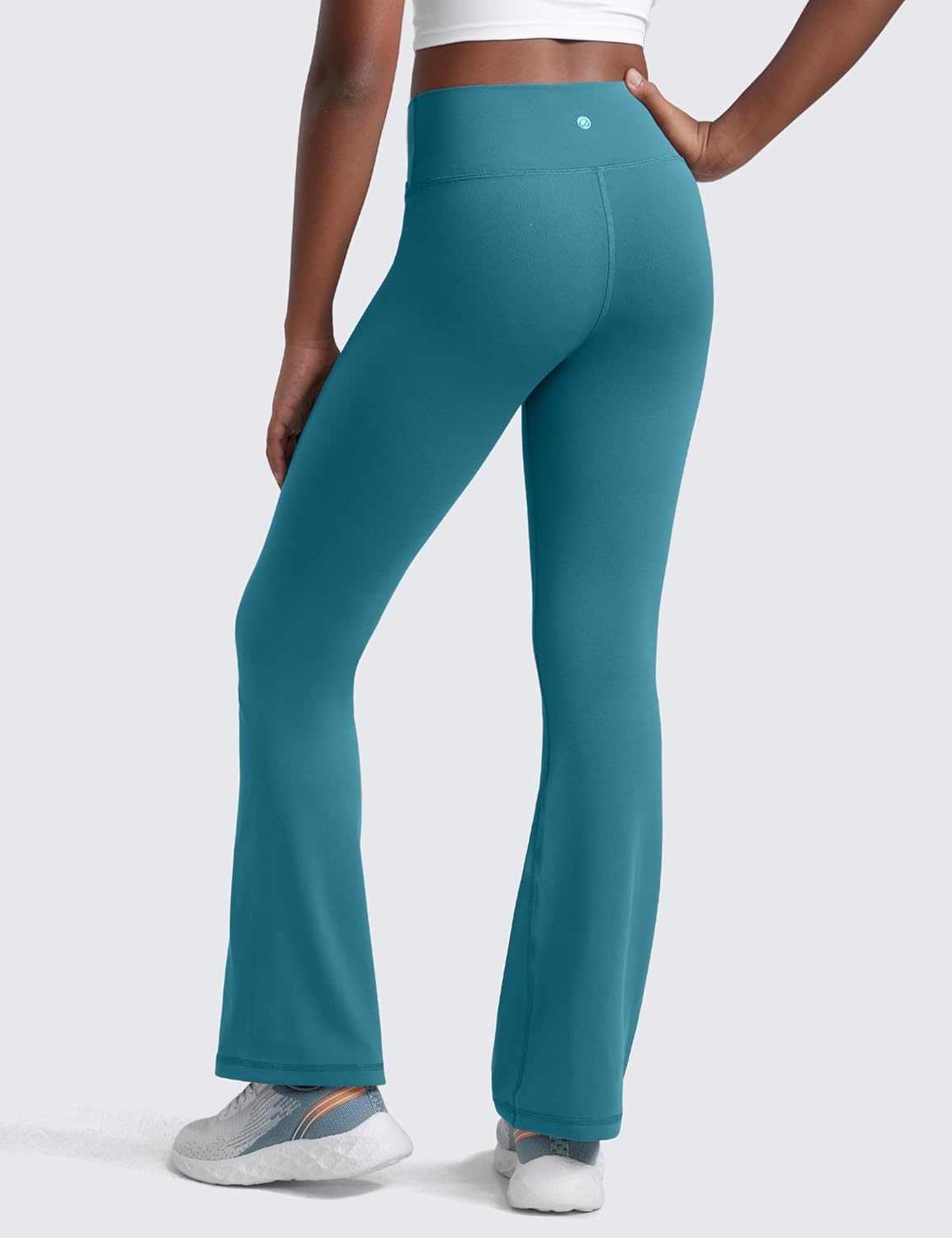 image:imageCRZ YOGA Girls Butterluxe Crossover Waist Yoga Flare Leggings Dance Casual Athletic Pants Bell Bottoms Kids TeenBorealis Green