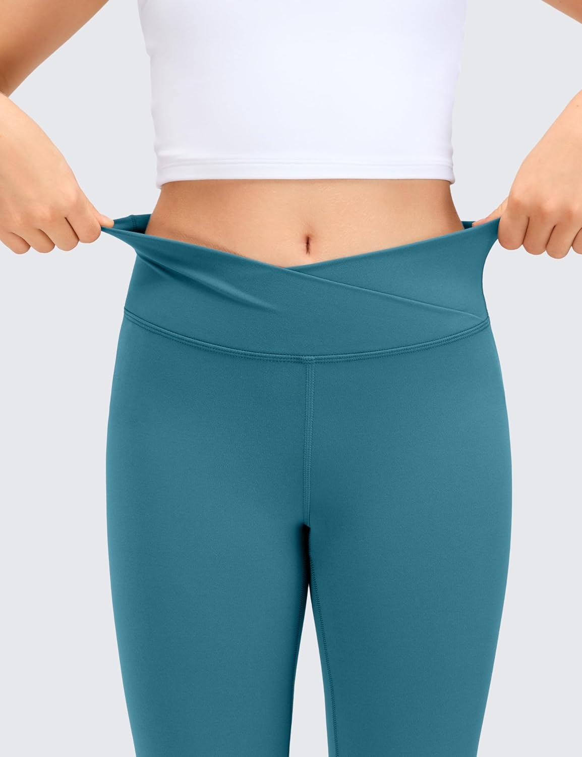 image:imageCRZ YOGA Girls Butterluxe Crossover Waist Yoga Flare Leggings Dance Casual Athletic Pants Bell Bottoms Kids TeenBorealis Green