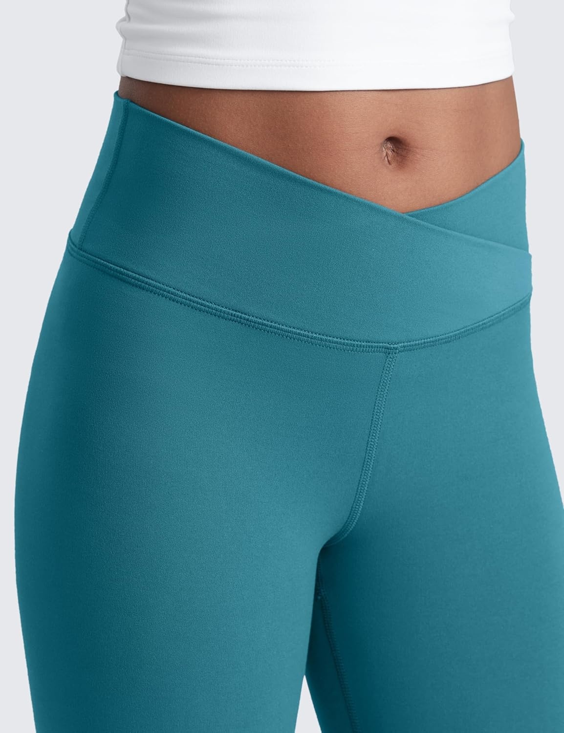 image:imageCRZ YOGA Girls Butterluxe Crossover Waist Yoga Flare Leggings Dance Casual Athletic Pants Bell Bottoms Kids TeenBorealis Green