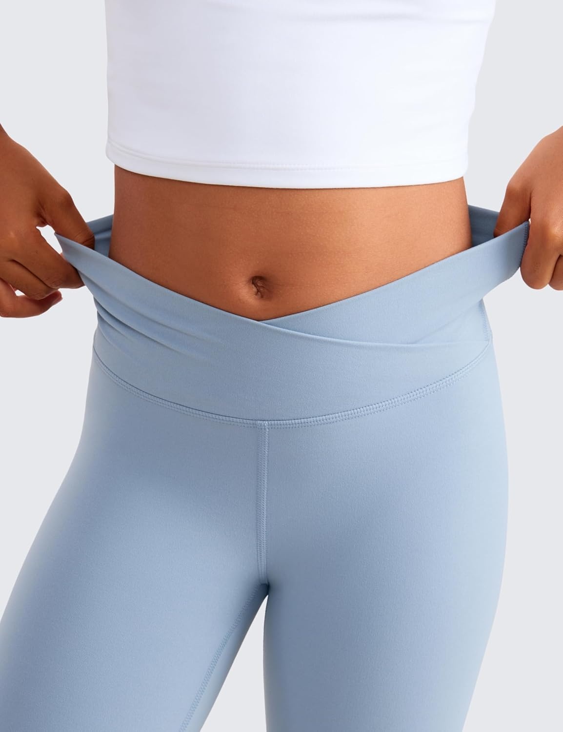 image:imageCRZ YOGA Girls Butterluxe Crossover Waist Yoga Flare Leggings Dance Casual Athletic Pants Bell Bottoms Kids TeenCambric Blue