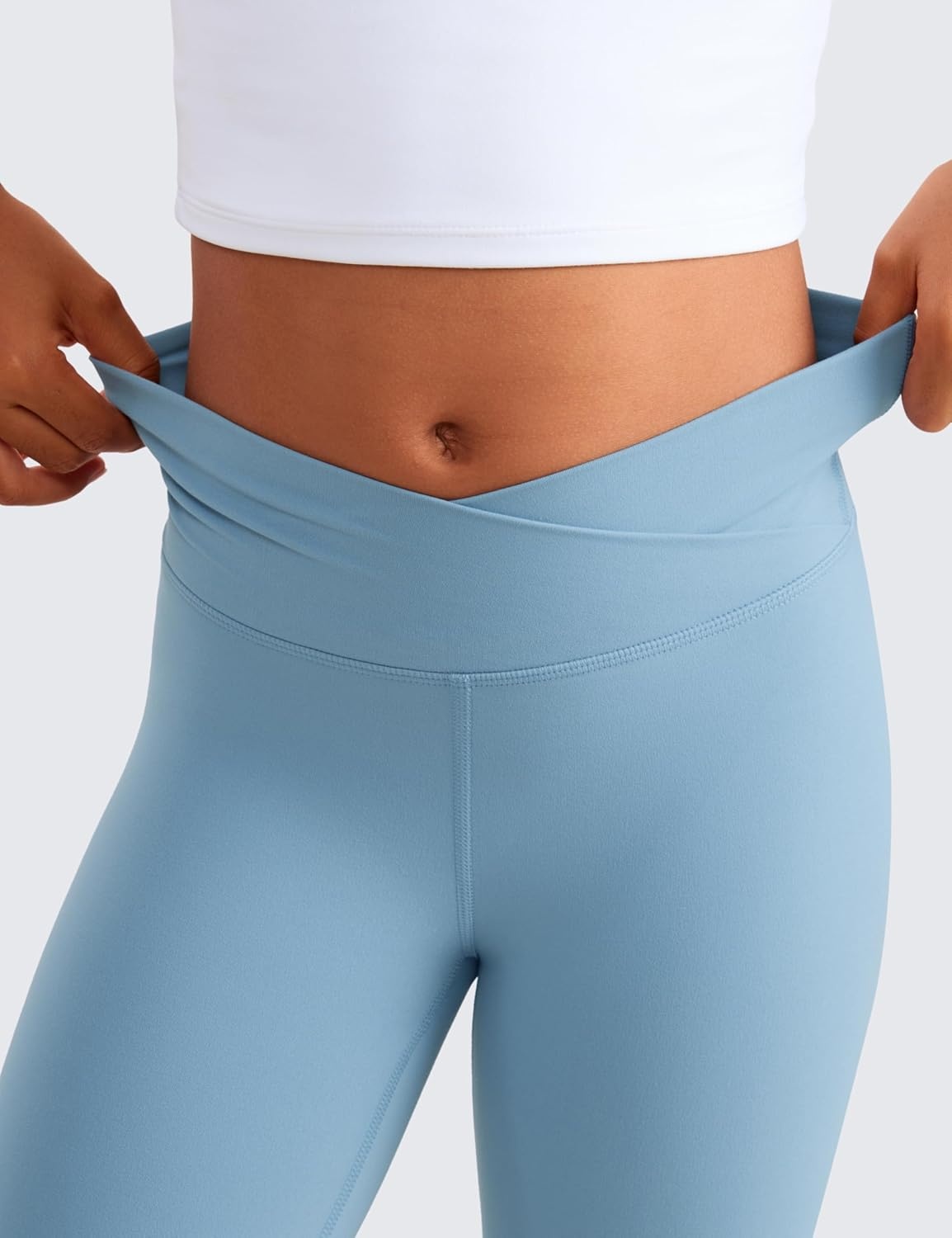 image:imageCRZ YOGA Girls Butterluxe Crossover Waist Yoga Flare Leggings Dance Casual Athletic Pants Bell Bottoms Kids TeenPure Blue