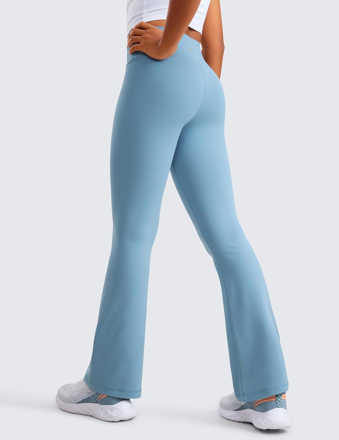 image:imageCRZ YOGA Girls Butterluxe Crossover Waist Yoga Flare Leggings Dance Casual Athletic Pants Bell Bottoms Kids TeenPure Blue
