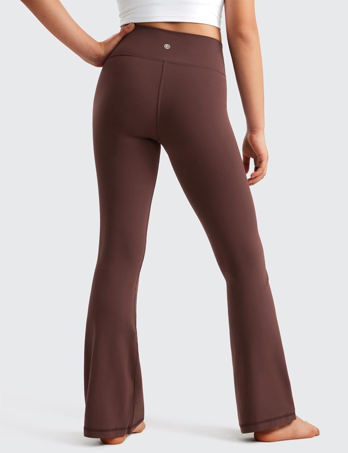 image:imageCRZ YOGA Girls Butterluxe Crossover Waist Yoga Flare Leggings Dance Casual Athletic Pants Bell Bottoms Kids TeenTaupe