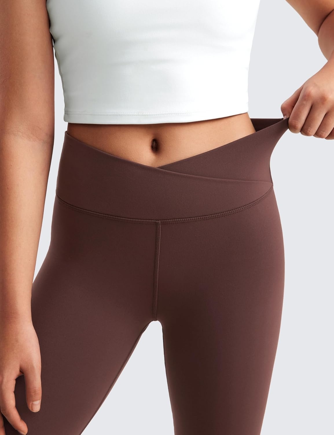 image:imageCRZ YOGA Girls Butterluxe Crossover Waist Yoga Flare Leggings Dance Casual Athletic Pants Bell Bottoms Kids TeenTaupe