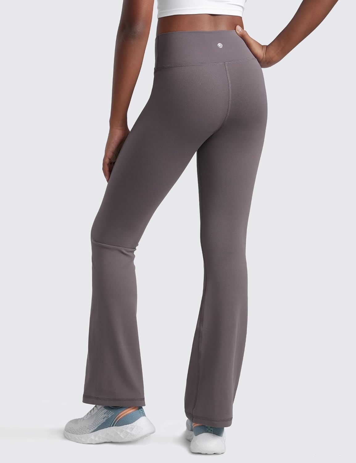 image:imageCRZ YOGA Girls Butterluxe Crossover Waist Yoga Flare Leggings Dance Casual Athletic Pants Bell Bottoms Kids TeenTornado Grey