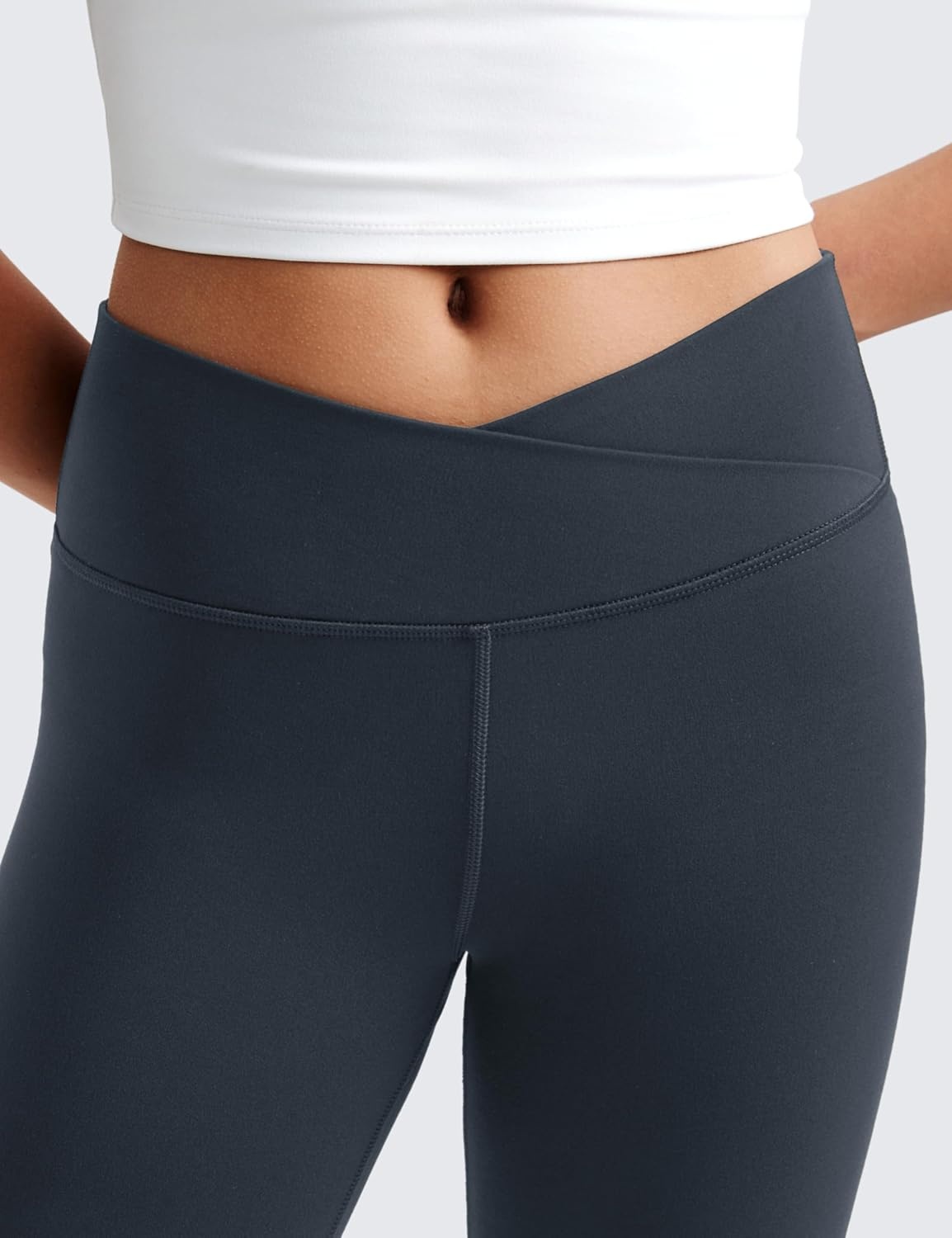 image:imageCRZ YOGA Girls Butterluxe Crossover Waist Yoga Flare Leggings Dance Casual Athletic Pants Bell Bottoms Kids TeenTrue Navy