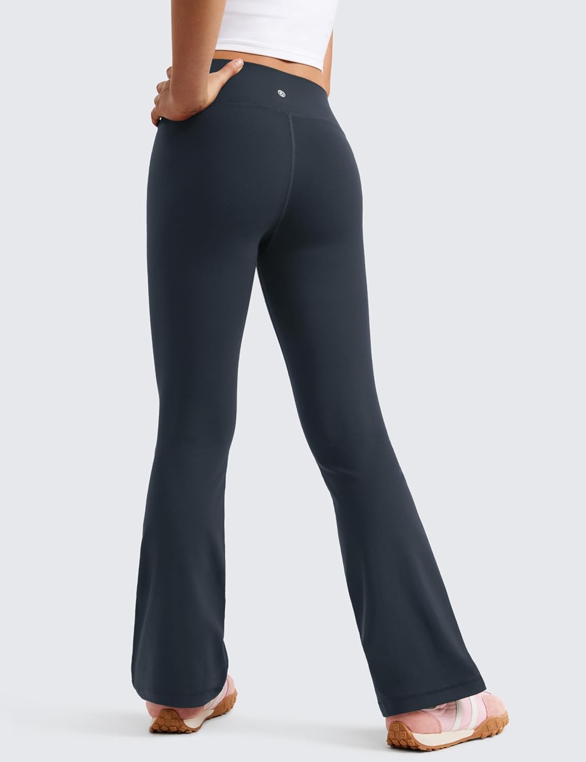 image:imageCRZ YOGA Girls Butterluxe Crossover Waist Yoga Flare Leggings Dance Casual Athletic Pants Bell Bottoms Kids TeenTrue Navy