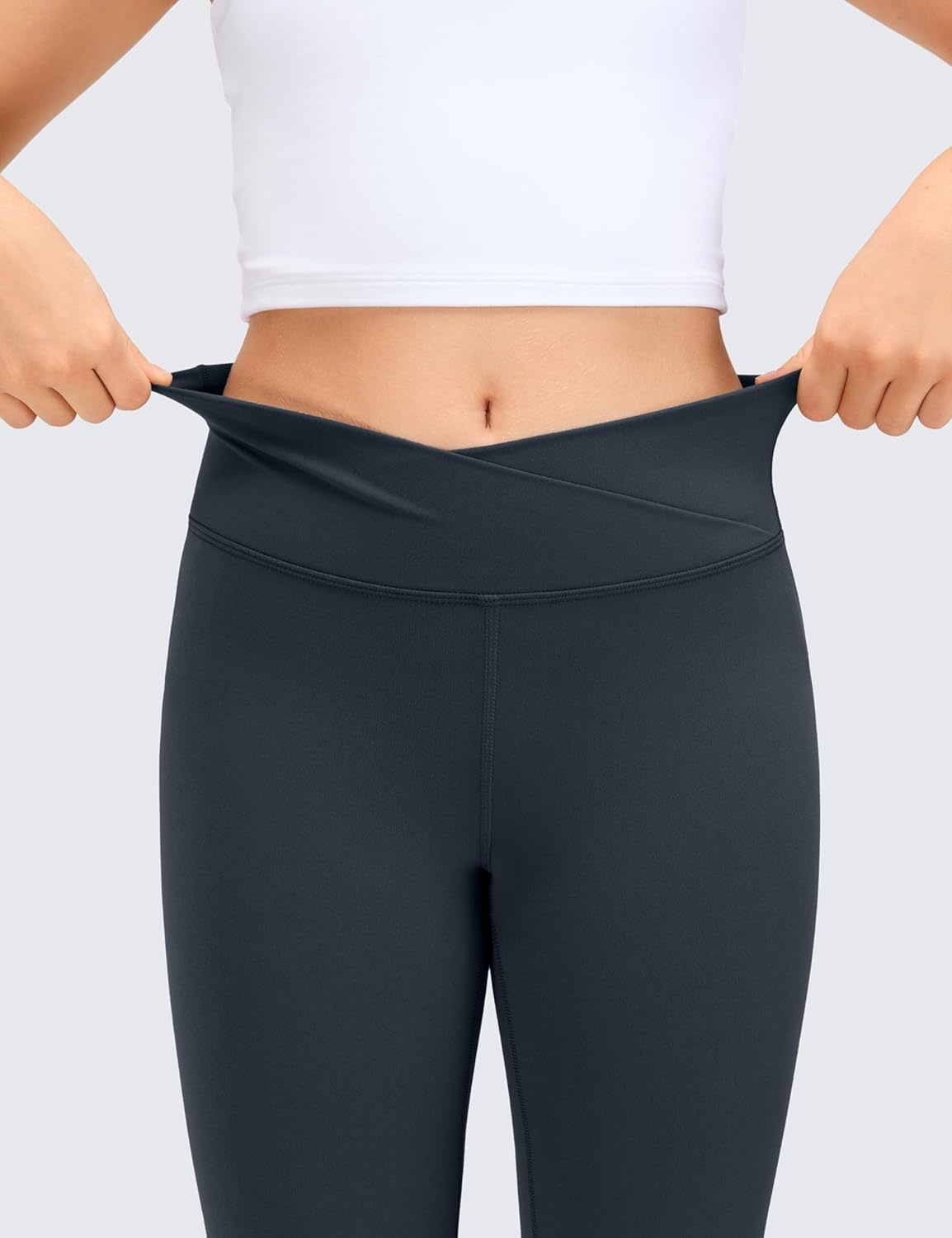 image:imageCRZ YOGA Girls Butterluxe Crossover Waist Yoga Flare Leggings Dance Casual Athletic Pants Bell Bottoms Kids TeenTrue Navy