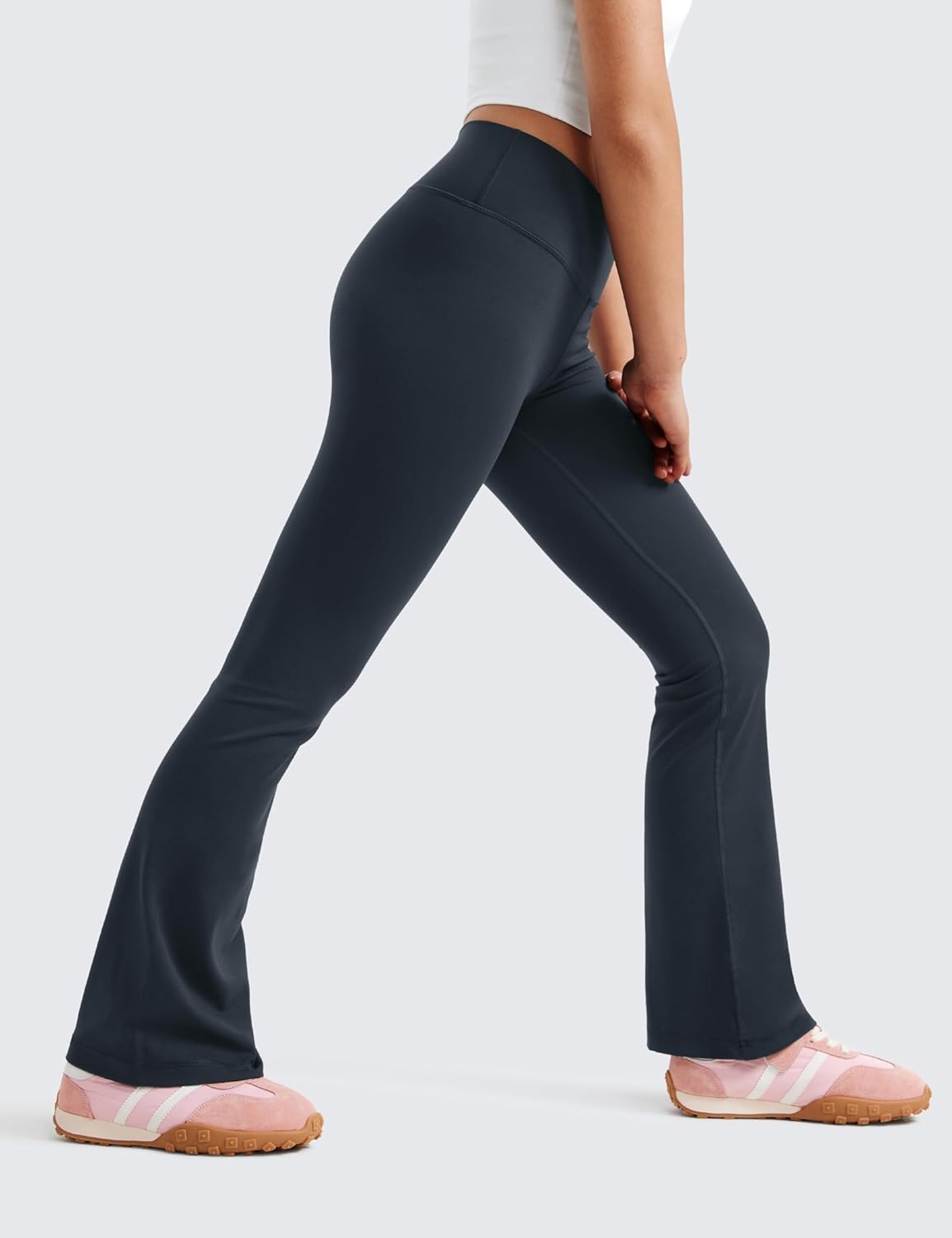 image:imageCRZ YOGA Girls Butterluxe Crossover Waist Yoga Flare Leggings Dance Casual Athletic Pants Bell Bottoms Kids TeenTrue Navy