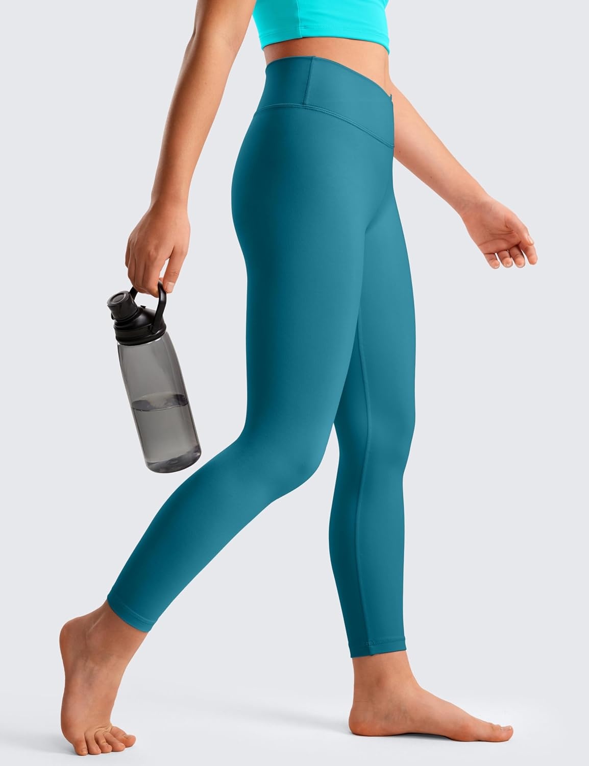 image:imageCRZ YOGA Girls Butterluxe Crossover Waist Yoga Leggings Athletic Sports Casual Pants V Cross Tights Kids TeenBorealis Green
