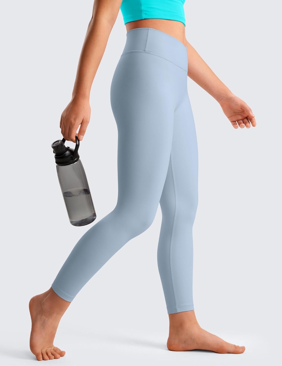 image:imageCRZ YOGA Girls Butterluxe Crossover Waist Yoga Leggings Athletic Sports Casual Pants V Cross Tights Kids TeenCambric Blue