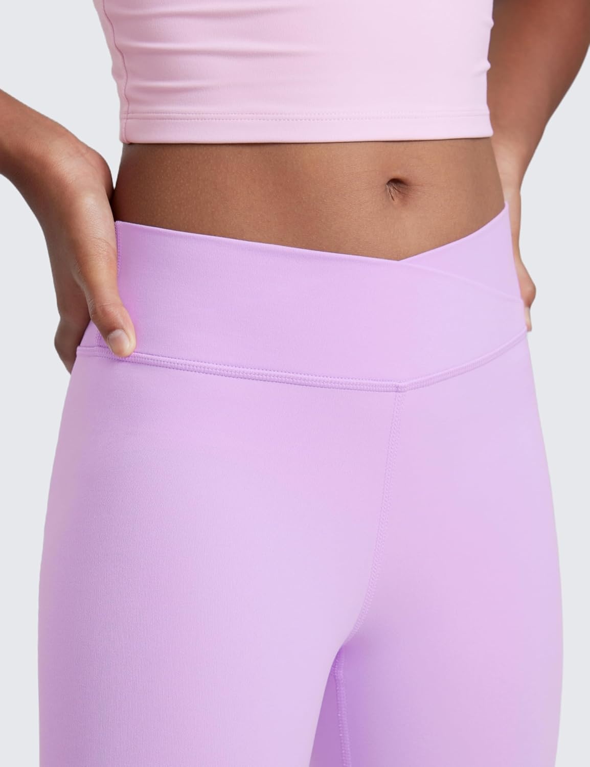 image:imageCRZ YOGA Girls Butterluxe Crossover Waist Yoga Leggings Athletic Sports Casual Pants V Cross Tights Kids TeenElfin Purple