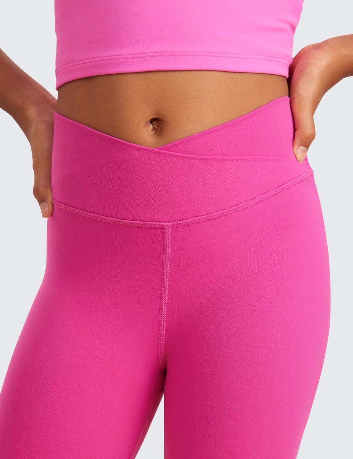 image:imageCRZ YOGA Girls Butterluxe Crossover Waist Yoga Leggings Athletic Sports Casual Pants V Cross Tights Kids TeenHibiscus Purple