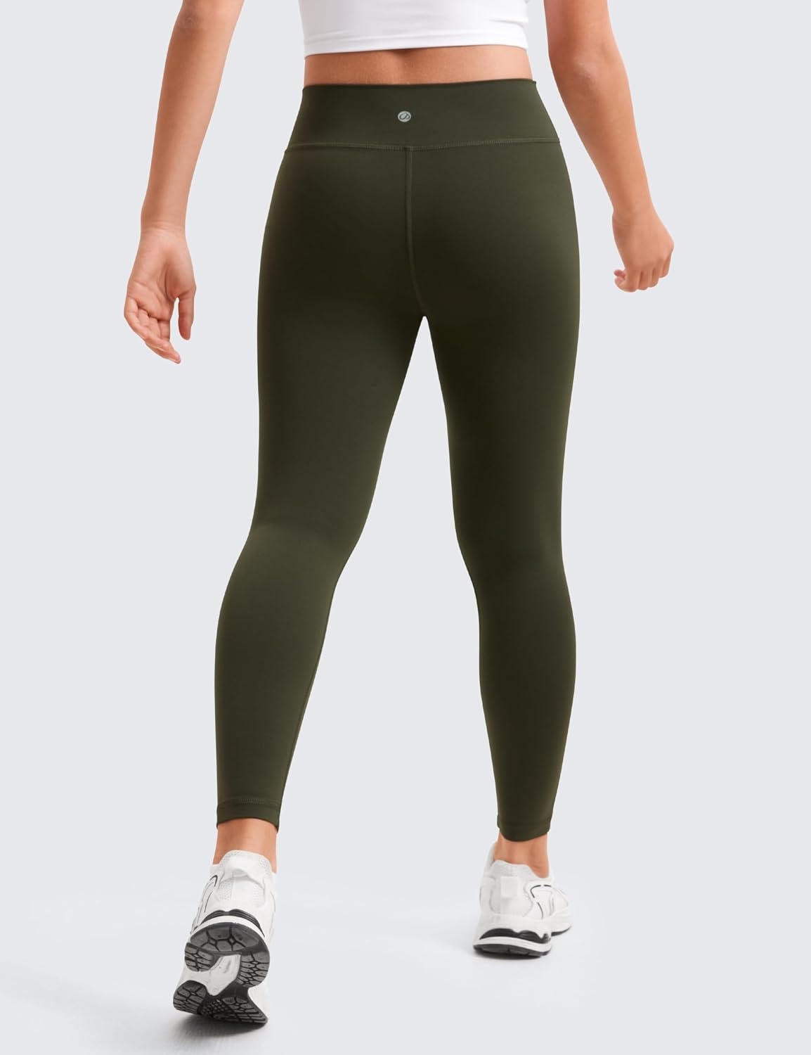 image:imageCRZ YOGA Girls Butterluxe Crossover Waist Yoga Leggings Athletic Sports Casual Pants V Cross Tights Kids TeenOlive Green