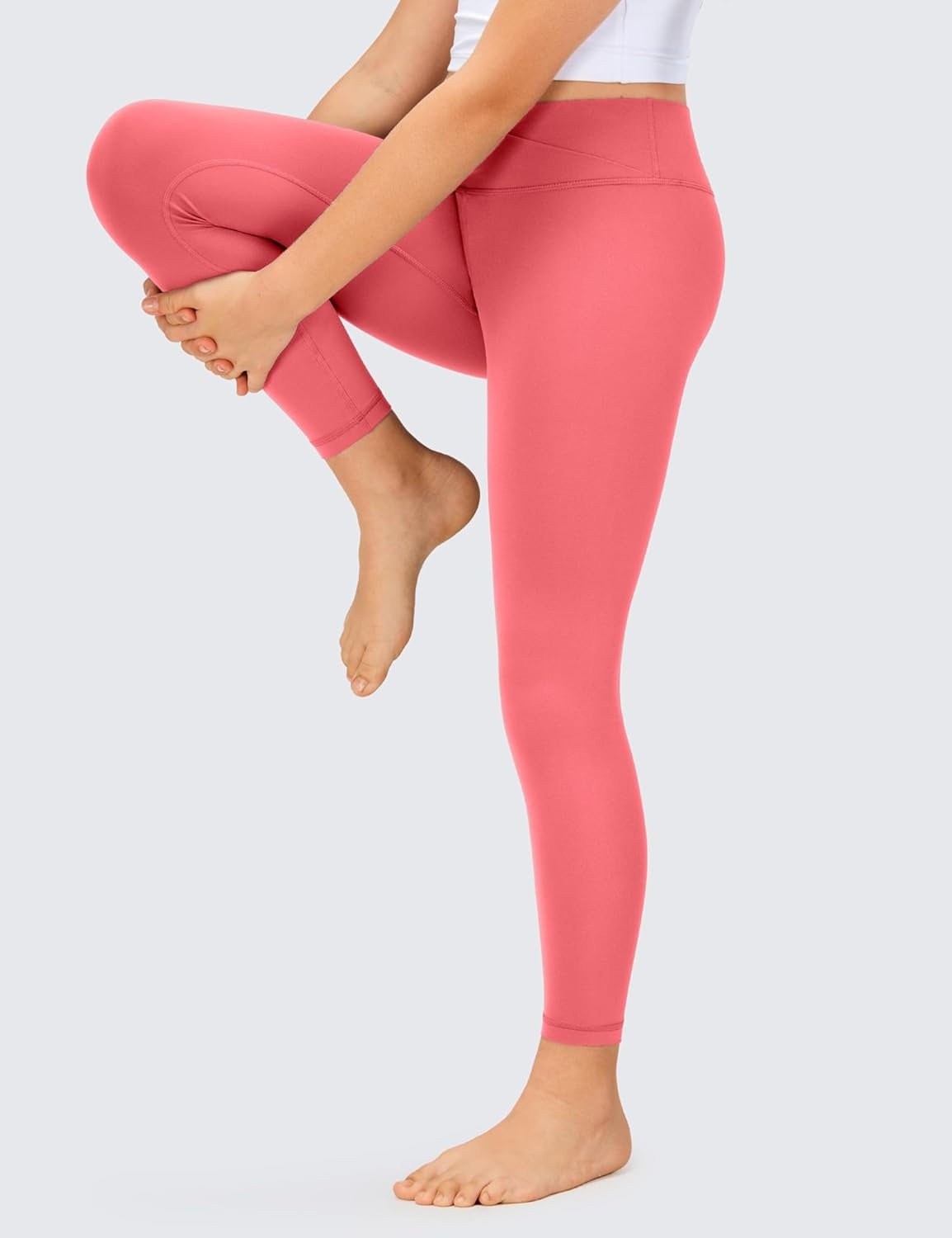 image:imageCRZ YOGA Girls Butterluxe Crossover Waist Yoga Leggings Athletic Sports Casual Pants V Cross Tights Kids TeenRaspberry Sorbet