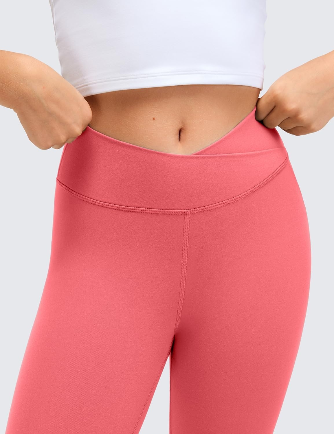 image:imageCRZ YOGA Girls Butterluxe Crossover Waist Yoga Leggings Athletic Sports Casual Pants V Cross Tights Kids TeenRaspberry Sorbet