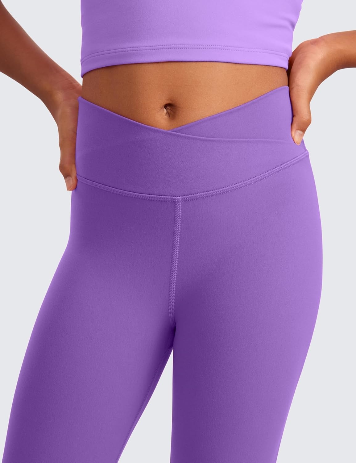 image:imageCRZ YOGA Girls Butterluxe Crossover Waist Yoga Leggings Athletic Sports Casual Pants V Cross Tights Kids TeenRoyal Lilac