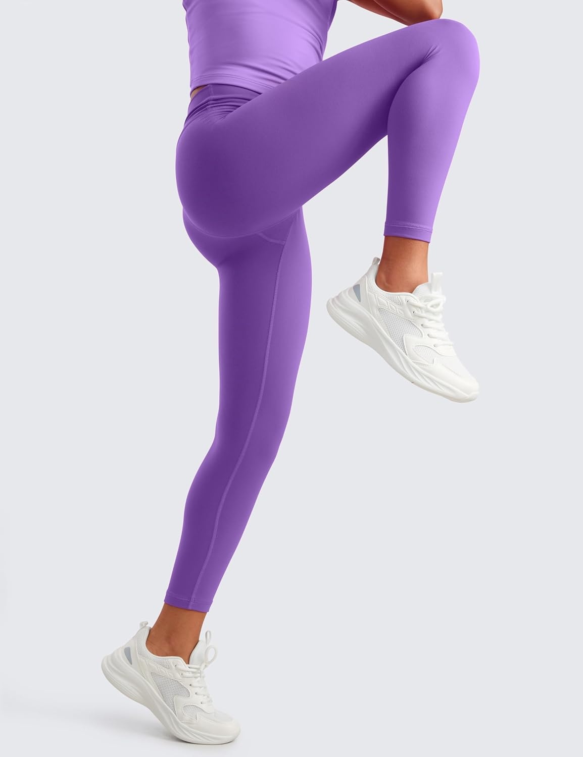 image:imageCRZ YOGA Girls Butterluxe Crossover Waist Yoga Leggings Athletic Sports Casual Pants V Cross Tights Kids TeenRoyal Lilac
