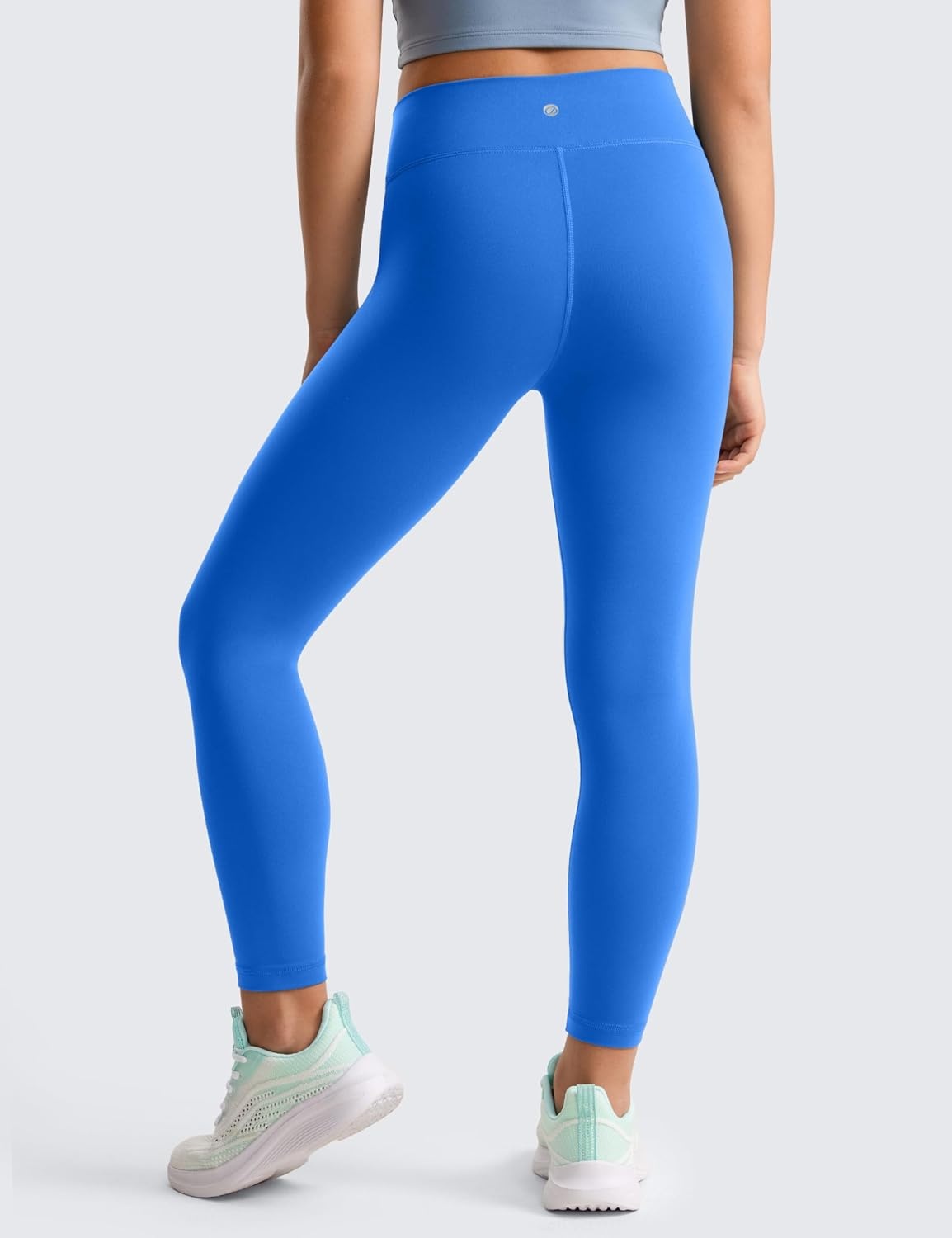 image:imageCRZ YOGA Girls Butterluxe Crossover Waist Yoga Leggings Athletic Sports Casual Pants V Cross Tights Kids TeenSparkle Blue