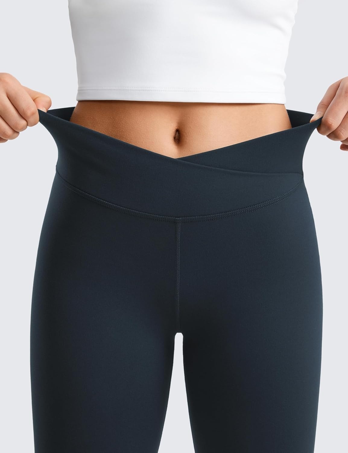 image:imageCRZ YOGA Girls Butterluxe Crossover Waist Yoga Leggings Athletic Sports Casual Pants V Cross Tights Kids TeenTrue Navy