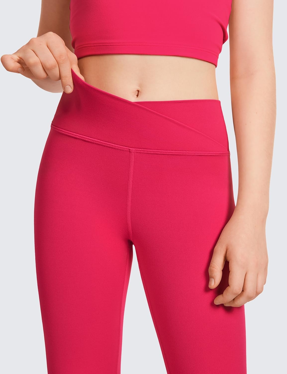 image:imageCRZ YOGA Girls Butterluxe Crossover Waist Yoga Leggings Athletic Sports Casual Pants V Cross Tights Kids TeenViva Magenta