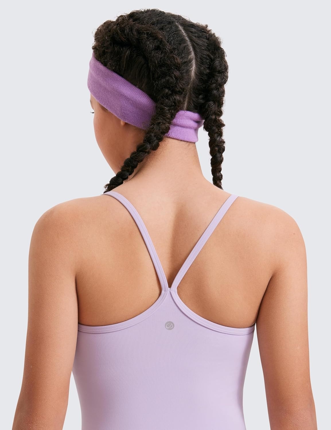 image:imageCRZ YOGA Girls Butterluxe Double Lined Camisole Crop Tank Tops Dance Yoga Athletic Casual Spaghetti Y Back Kids TeenLilac Air