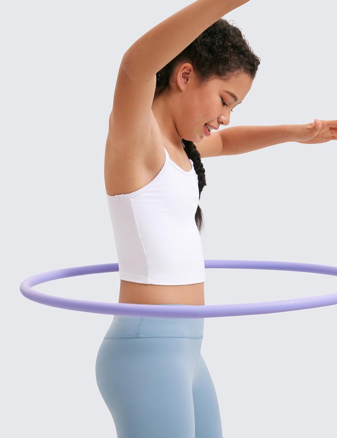 image:imageCRZ YOGA Girls Butterluxe Double Lined Camisole Crop Tank Tops Dance Yoga Athletic Casual Spaghetti Y Back Kids TeenWhite