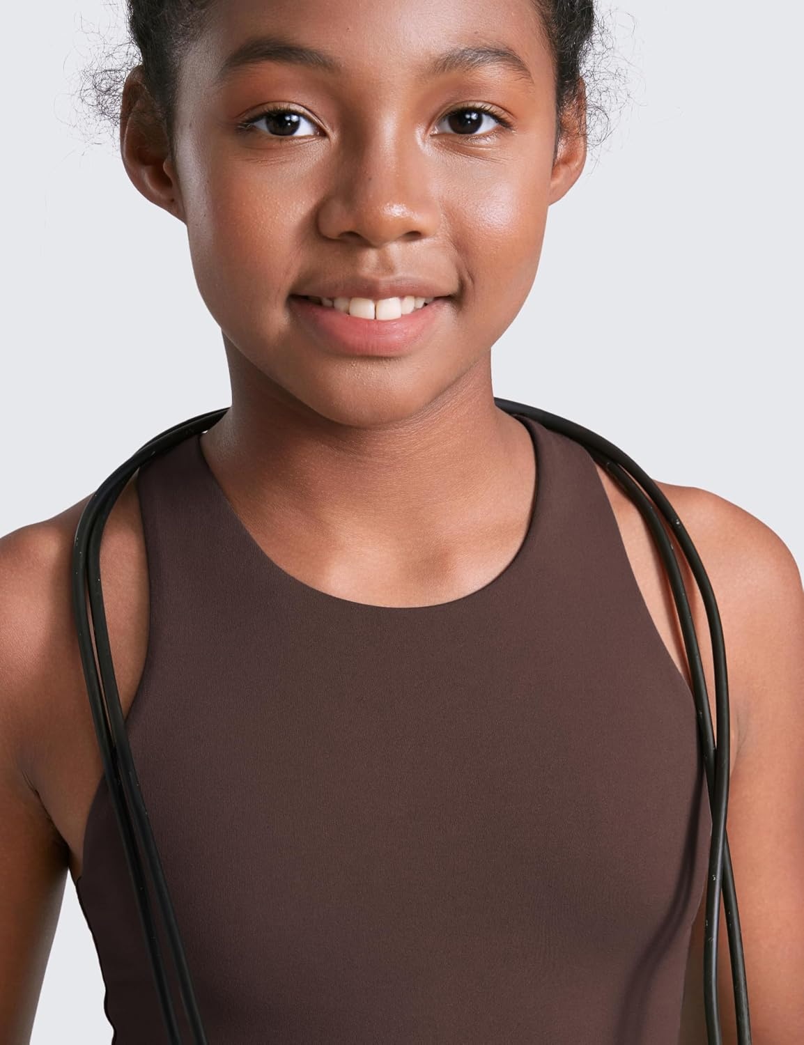 image:imageCRZ YOGA Girls Butterluxe Double Lined Racerback Crop Tank Tops High Neck Dance Yoga Athletic Casual Tight Kids TeenHot Fudge Brown