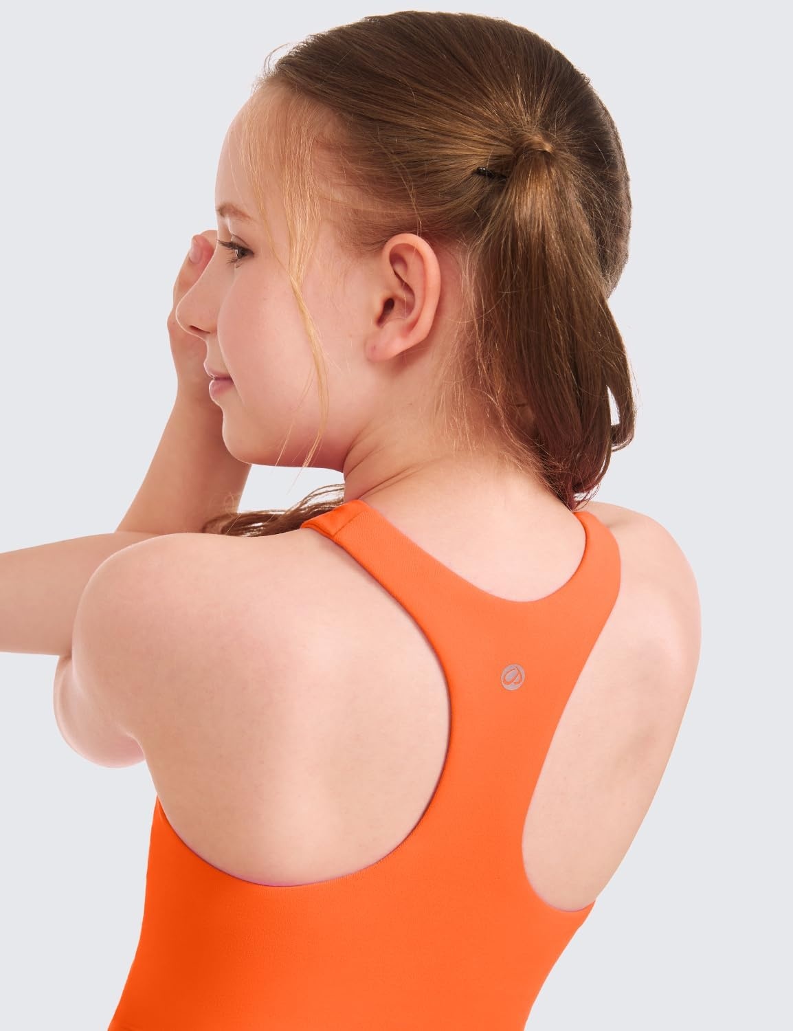 image:imageCRZ YOGA Girls Butterluxe Double Lined Racerback Crop Tank Tops High Neck Dance Yoga Athletic Casual Tight Kids TeenNeon Orange